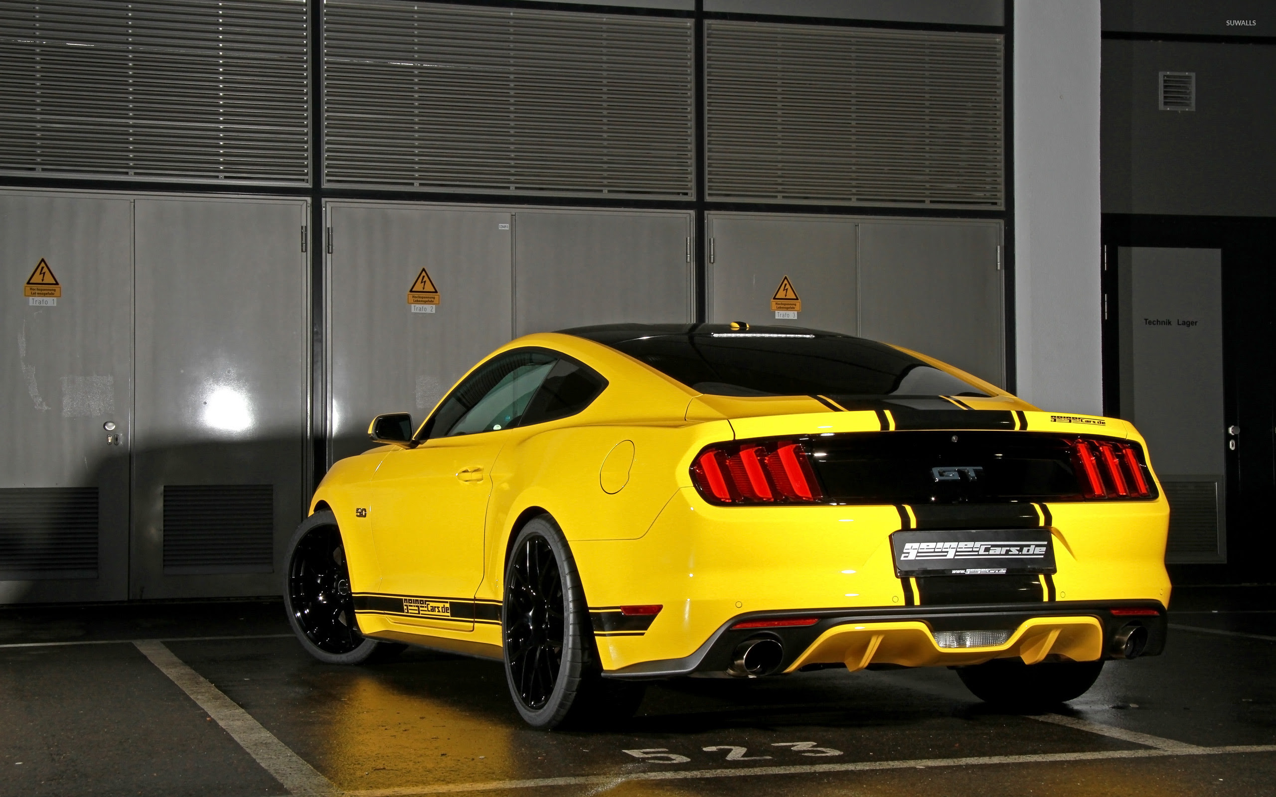 2015 Yellow GeigerCars Ford Mustang GT back view wallpaper Car