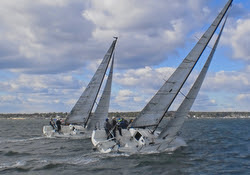 J/88s sailing upwind on Long Island Sound