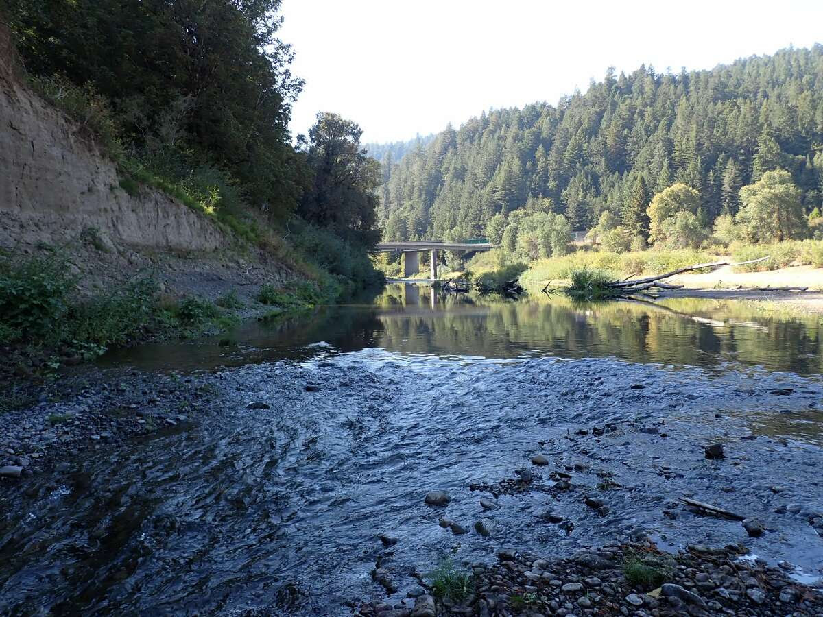 The South Fork Eel River flowing on Sept. 24 in Dyerville, Calif.