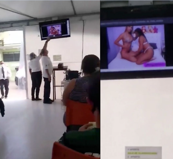 Lesbian adult film accidentally plays at Covid vaccination centre leaving patients confused