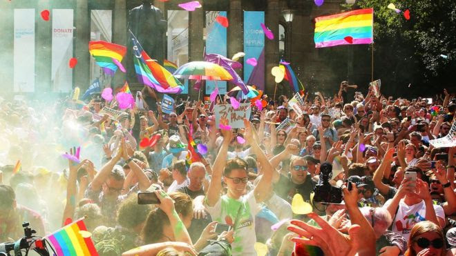 Celebração da aprovação do casamento gay na Austrália