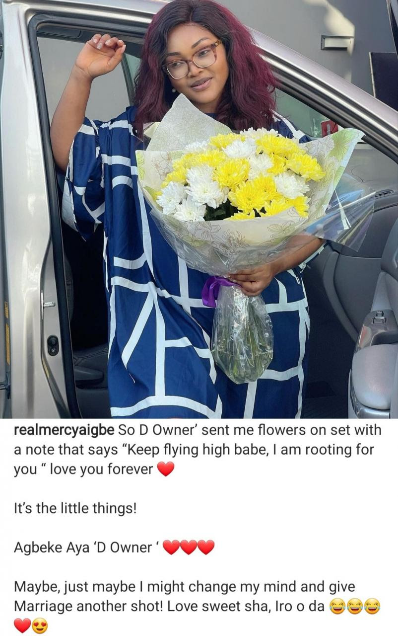 "I might change my mind and give marriage another shot" Mercy Aigbe says as she shows off what her man did for her