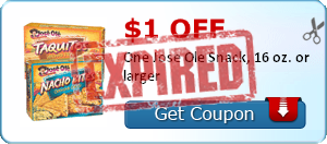 $1.00 off One Jose Ole Snack, 16 oz. or larger
