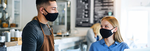 Young people wearing masks