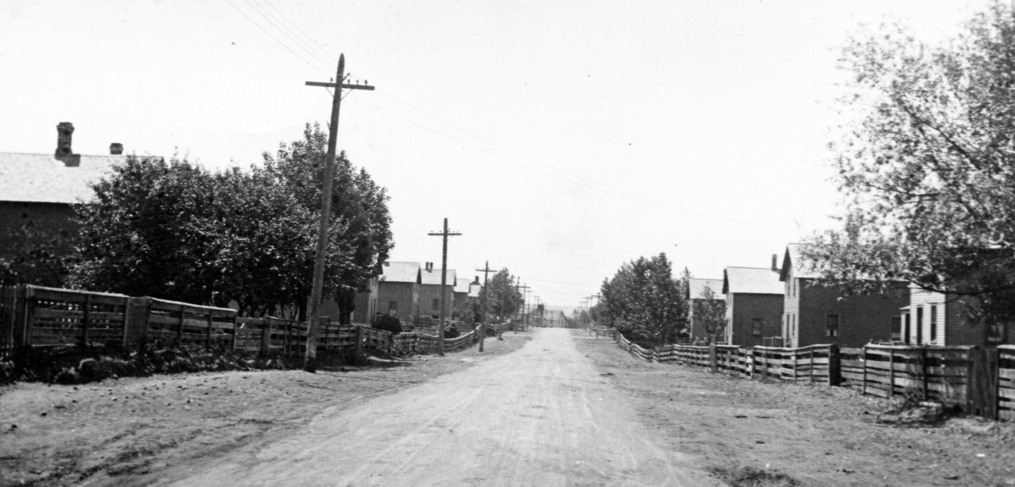 Two-story homes lined the streets of the mining town of Mohawk as shown in this photo from 1921. (photo courtesy of Archives of Michigan)