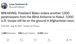 Biden’s handlers send 1,000 more troops to Afghanistan from which we just ‘withdrew’