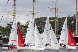 J/22s sailing Trave Race on river- Travemunde, Germany