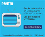 DTH Offer- Rs.50 Cashback on Rs.400 & more.