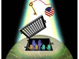 Illustration on America’s role in promoting religious freedom in the world by Alexander Hunter/The Washington Times