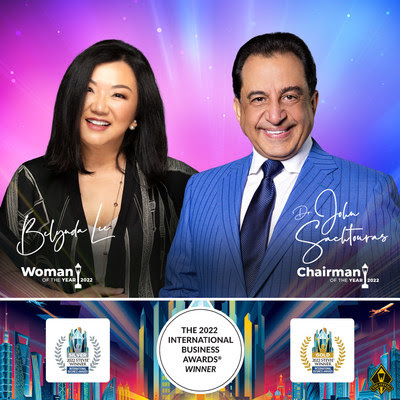 2022 Stevie International Business Awards, Dr. John Sachtouras. Chairman of the Year and Ms. Belynda Lee, Woman of the Year