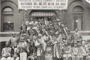 Attendees of the 1928 Moorish Science Temple Conclave in Chicago. Noble Drew Ali is in the front row center.