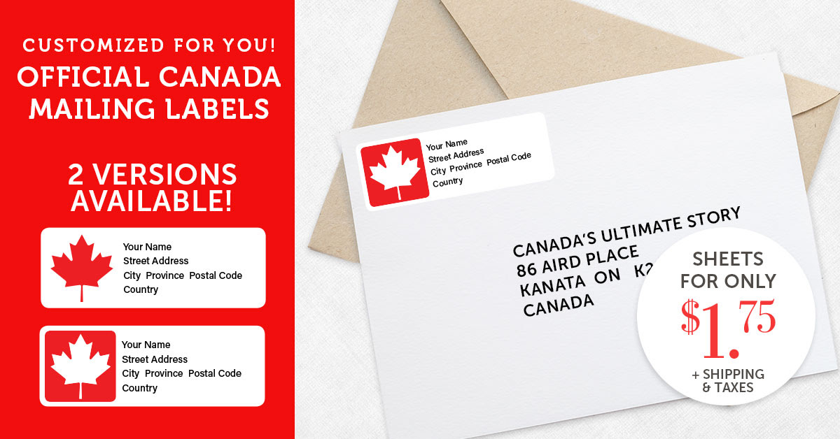 Official Canada Mailing Labels for $1.75
