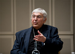 Haïm-Vidal Sephiha discusses his personal experiences during the Holocaust. USHMM, photo by Carl Cox