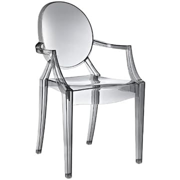 LexMod Philippe Starck Style Louis Ghost Chair in Smoke