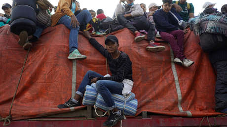 Migrantes centroamericanos en Irapuato (México), 12 de noviembre de 2018.