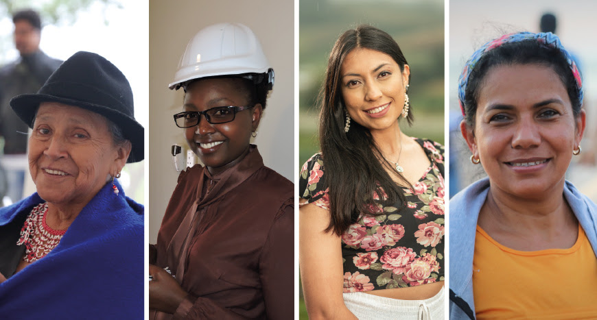 Foto la Mojana Fotografía de cuatro mujeres sonrientes de diferentes regiones del país.