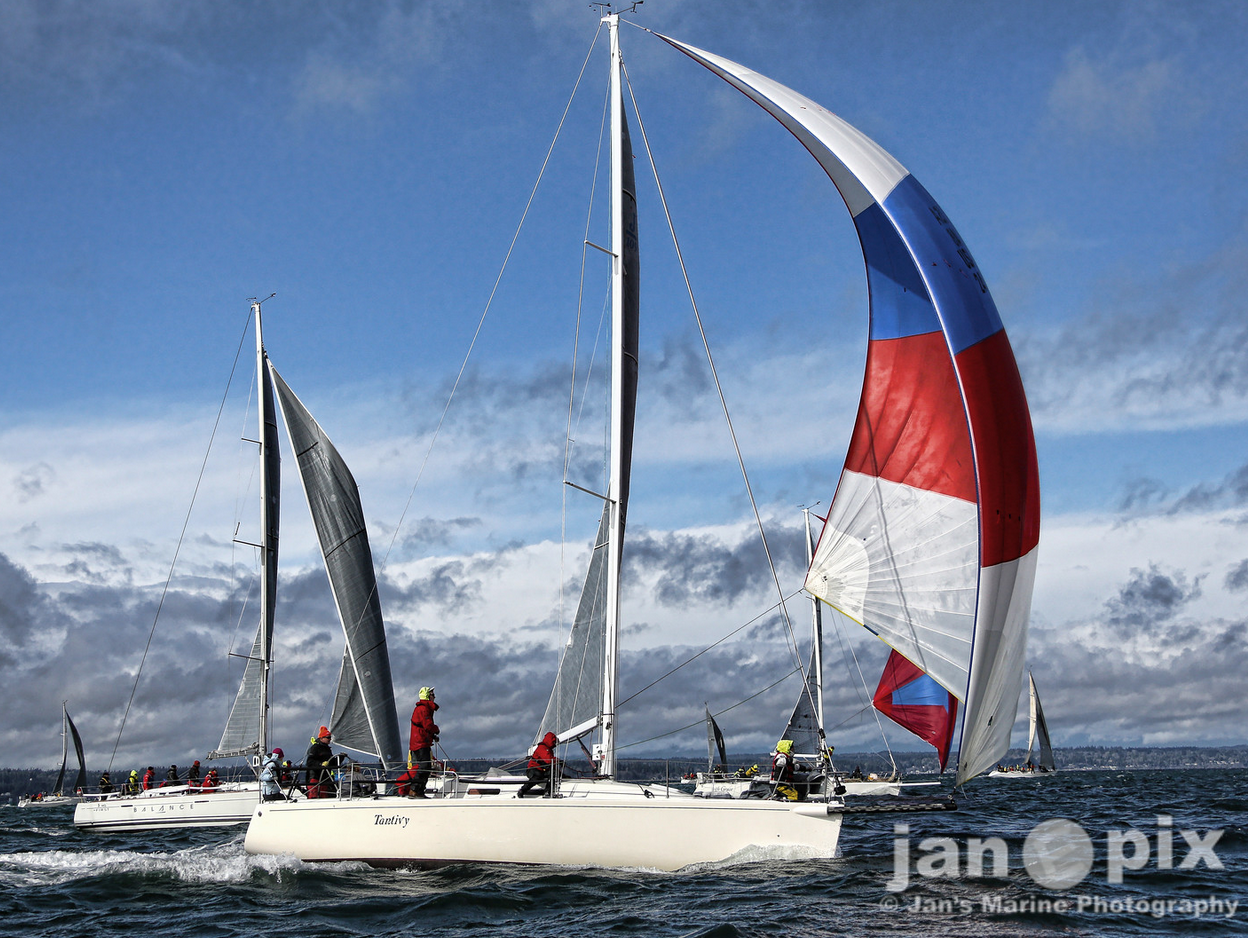 J/109 sailing off Seattle, WA