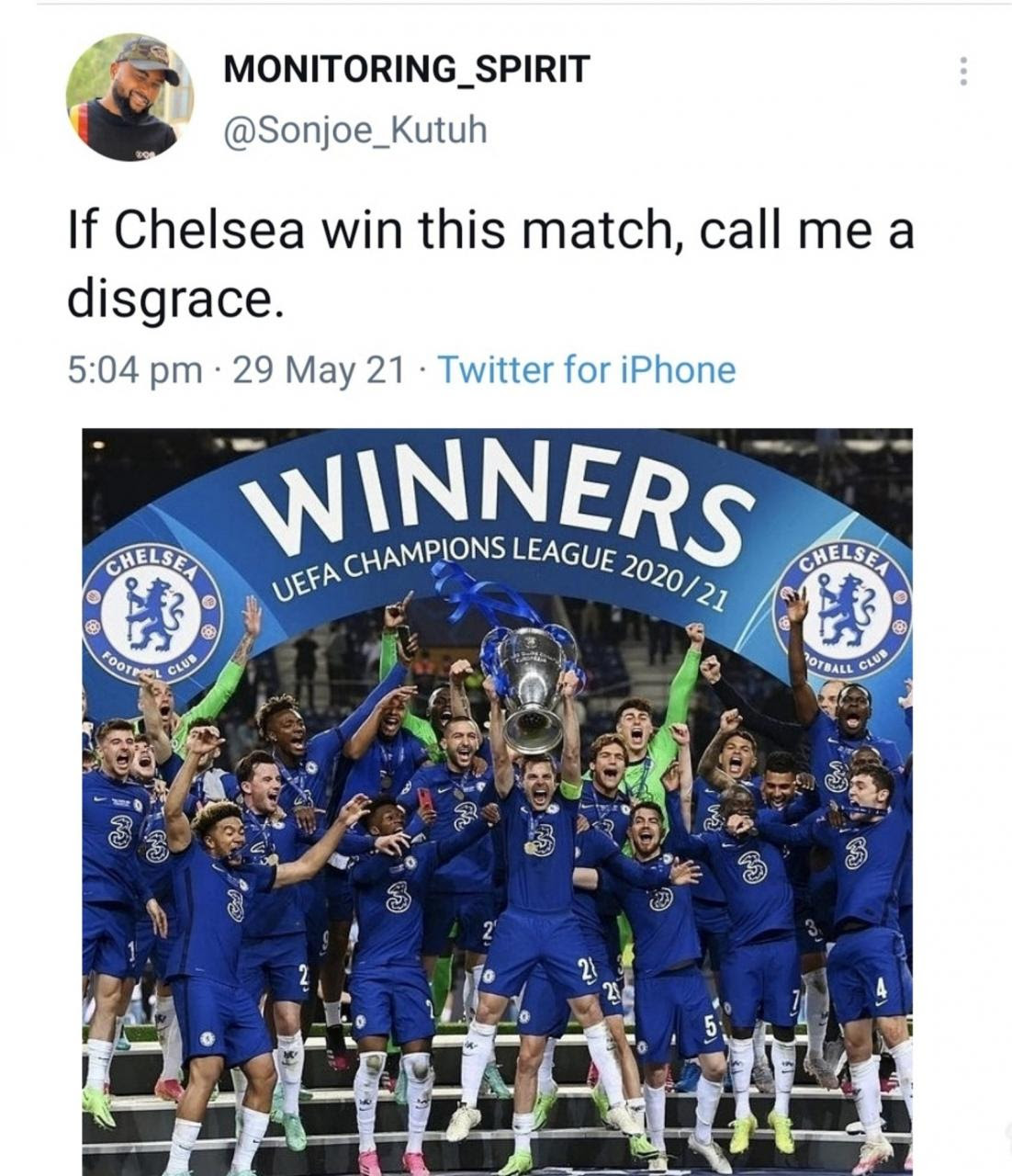 Chelsea fans drag Twitter user who said he should be called a