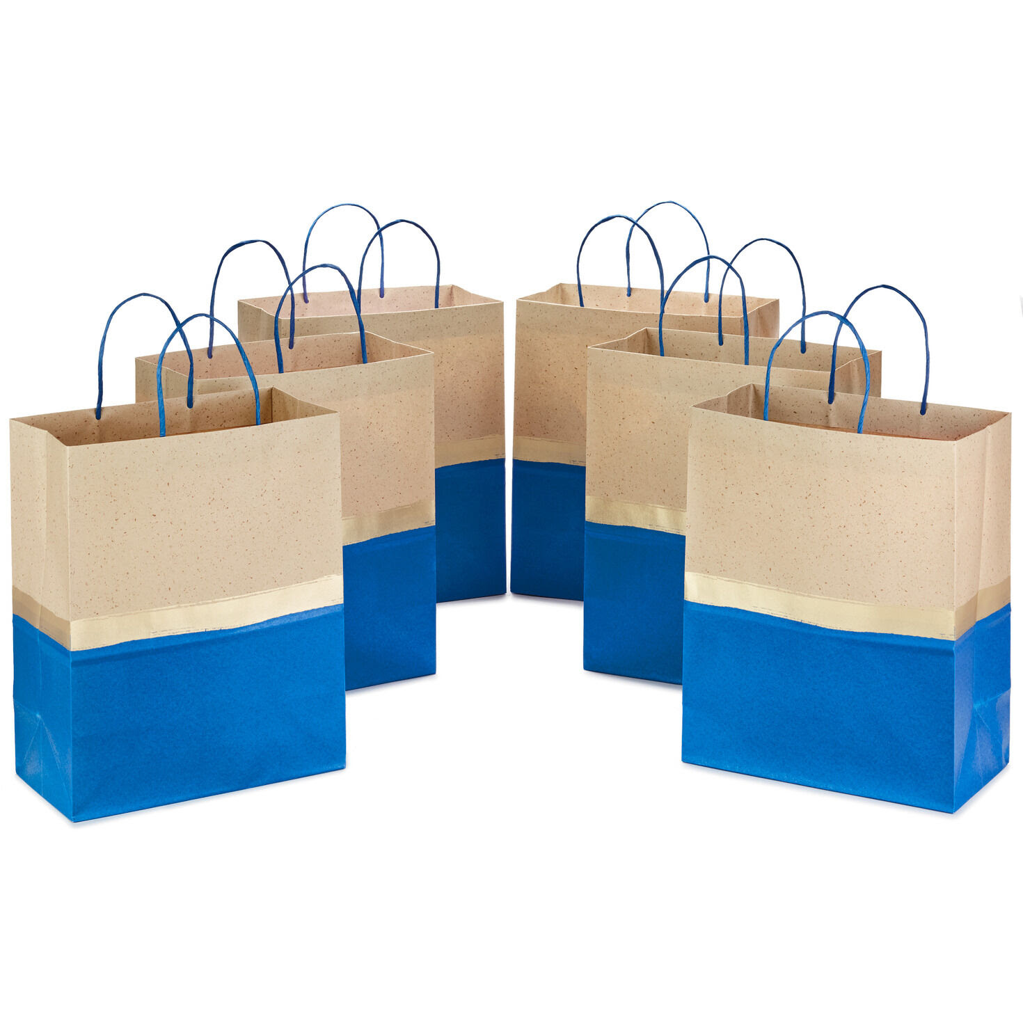 13" Blue and Kraft Paper 6Pack Gift Bag Gift Bag Sets Hallmark