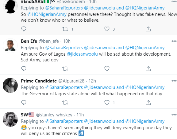 Nigerians react after Nigerian Army said they are not happy Gov Sanwo-Olu denied inviting them to the Lekki tollgate