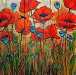 Poppy Painting Flower Art  "Poppy Garden" by Colorado Mixed Media Abstract Artist Carol Nelson - Posted on Monday, February 2, 2015 by Carol Nelson