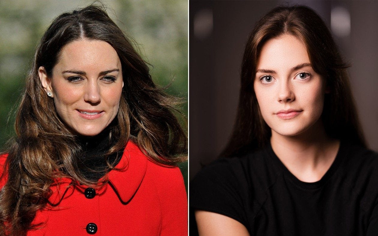 Meg Bellamy (right) is to star in The Crown as a young Kate Middleton