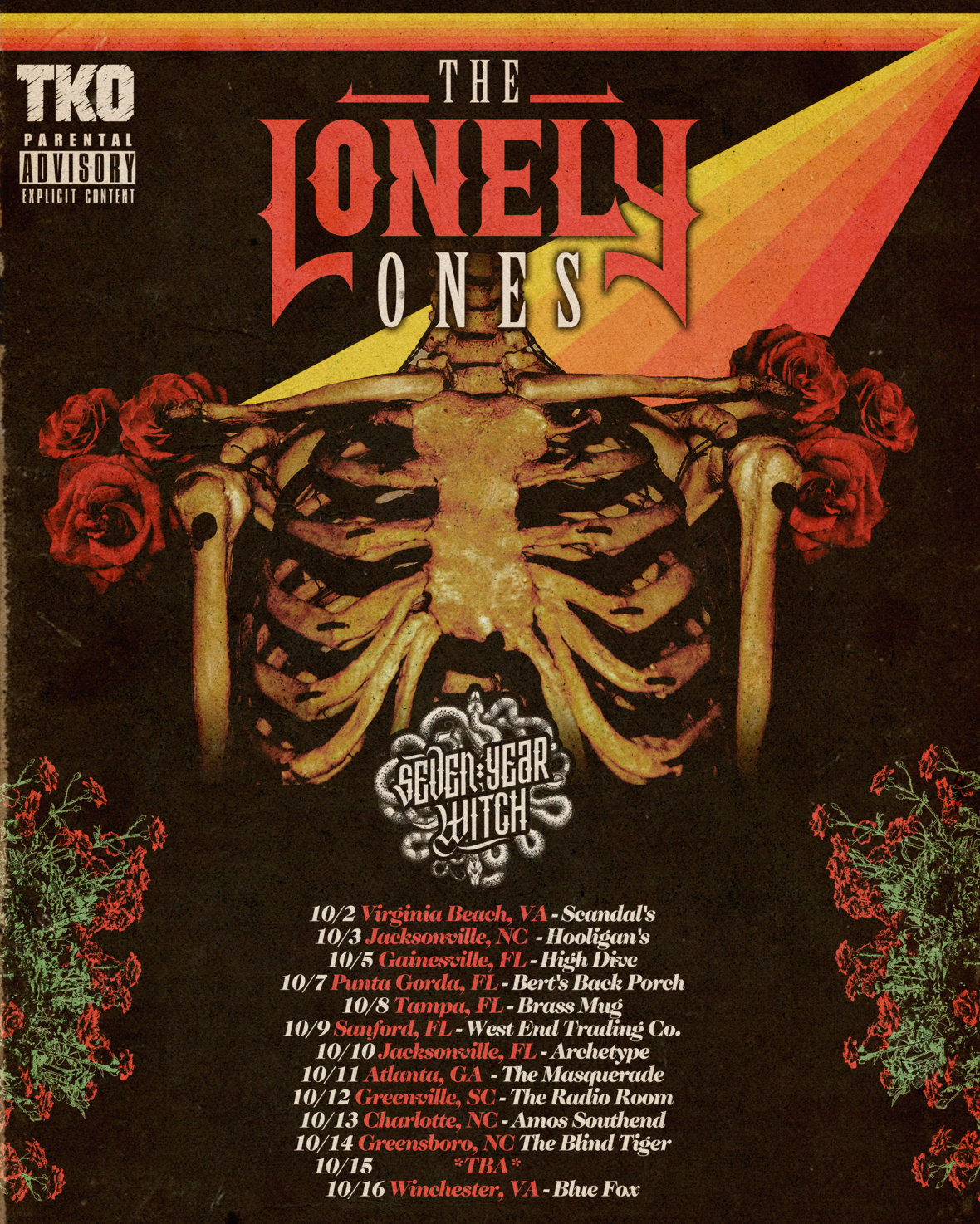 THE LONELY ONES October Tour Poster NO 10-15 PIPESTEM