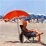 "Red White and Blue"--Series Painting of Beach Umbrella - Posted on Wednesday, April 1, 2015 by Joanna Bingham