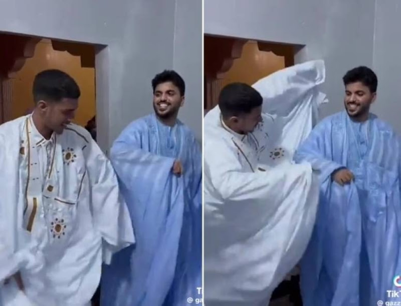 شاهد غازي الذيابي يشارك صديقه الموريتاني فرحته في حفل زفافه