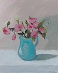 Pink Flowers in Turquoise Jug - Posted on Tuesday, January 13, 2015 by Pamela Munger