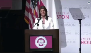 Video from University of Houston: “Palestinian” fascist students shout down Nikki Haley with lies about Gaza