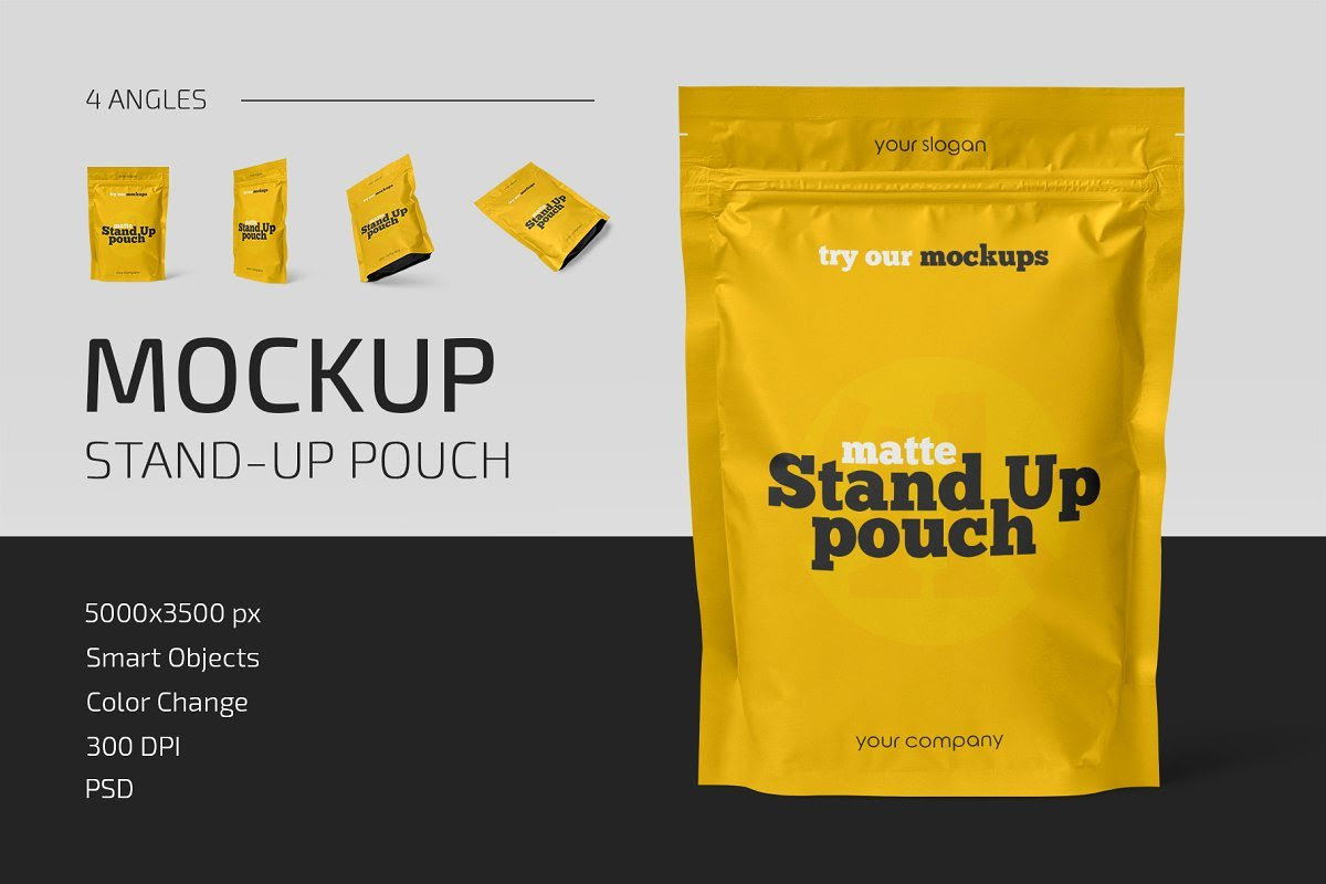Download Matte StandUp Pouch Mockup Set 5158450 SoftArchive