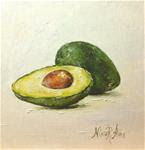 Avocado One and a Half. Oil on canvas panel 6x6 inches - Posted on Sunday, April 5, 2015 by Nina R. Aide