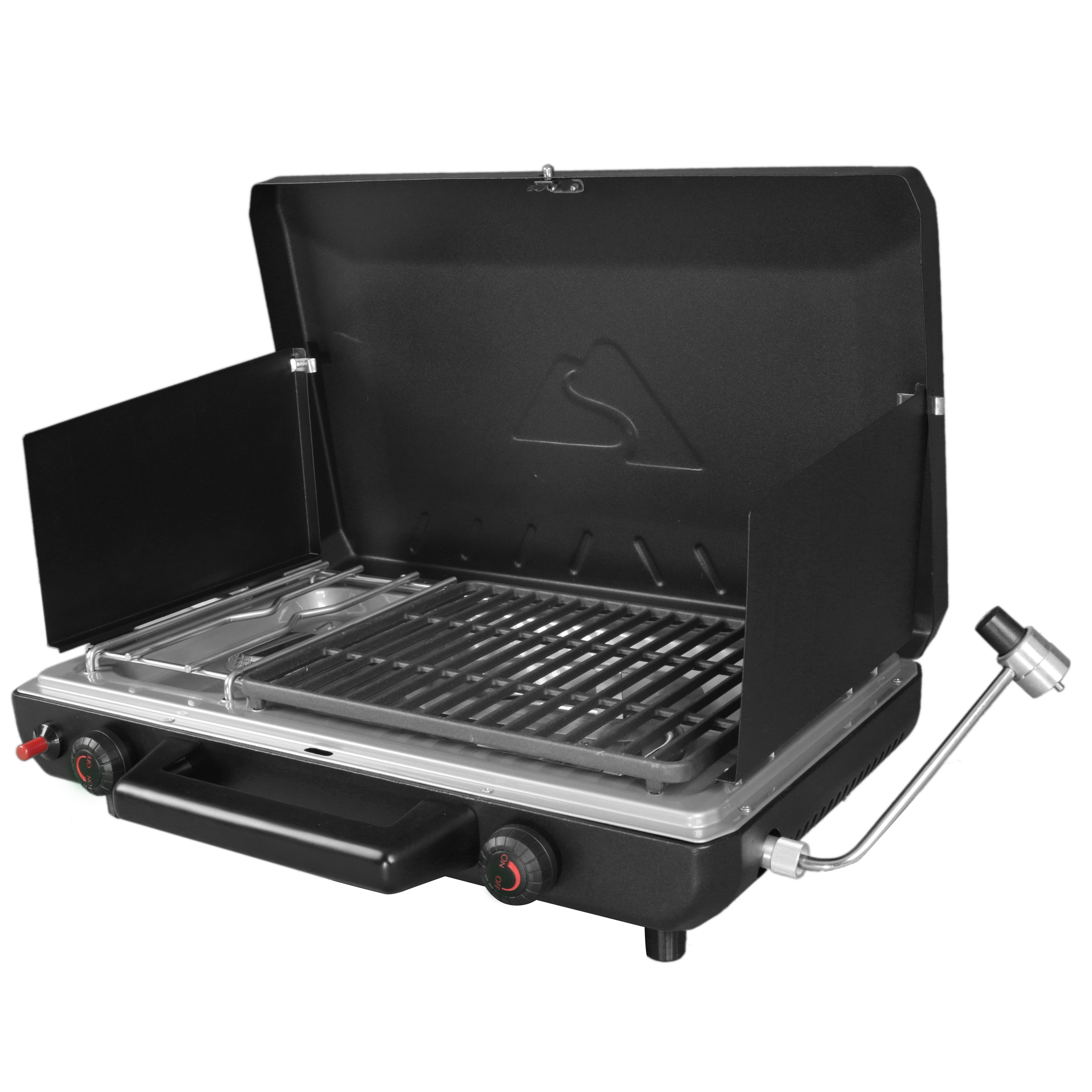 Image of 2-in-1 Portable 2 Burner Propane Camp Stove Grill