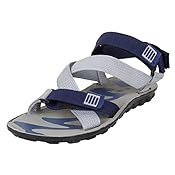 Earton Men's Grey & Blue Sandals & Floaters