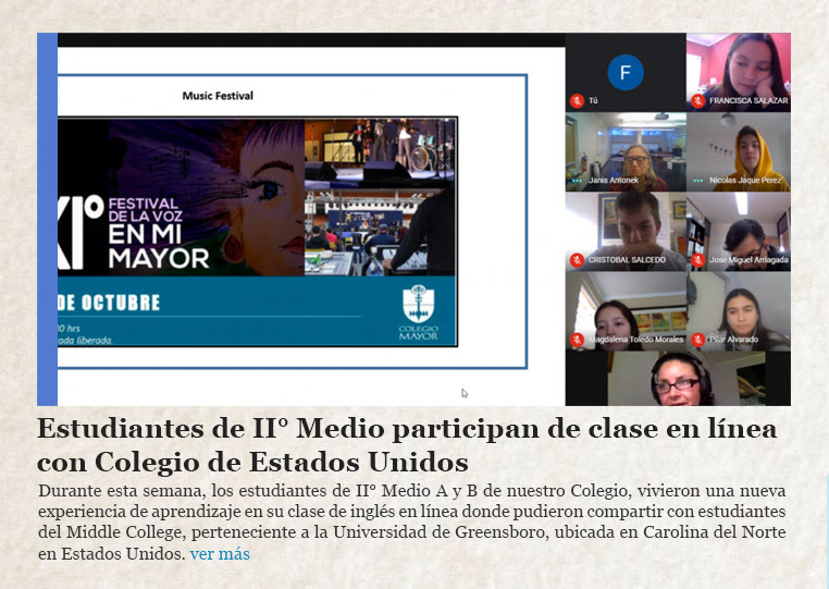 Estudiantes de II° Medio participan de clase en línea con Colegio de Estados Unidos
