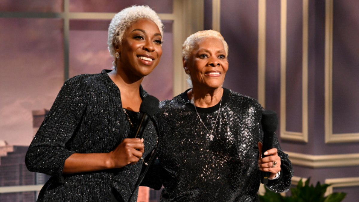 Ego Nwodim and Dionne Warwick performing a comedy sketch together on "Saturday Night Live"