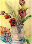 9x12 Tulips on Yupo Paper Watercolor Impressionistic Style by Penny StewArt - Posted on Saturday, February 7, 2015 by Penny Lee StewArt