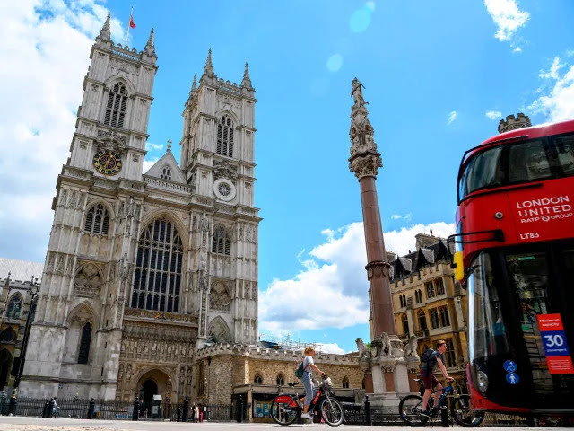 Westminster Abbey in London on July 11, 2020.