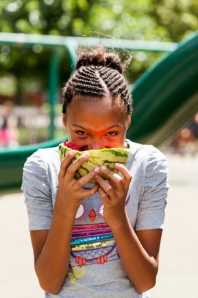 Girl eating watermelon