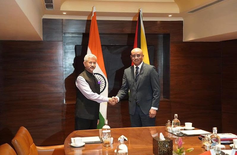 BJ Vice-President Dr Bharrat Jagdeo with Minister of External Affairs of India, Dr Subrahmanyam Jaishankar