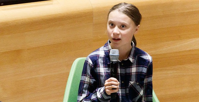 La activista climática Greta Thunberg, en la Cumbre del Clima de la Juventud. / EFE