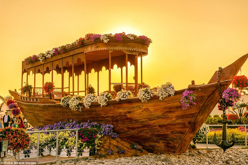 The Dubai Miracle Garden features a sensational 45 million flowers over a 18-acre site, from breathtaking flowerbeds to heart-shaped archways and adorned castles