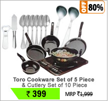 Toro Cookware Set of 5 Piece & Cutlery Set of 10 Piece (Combo)