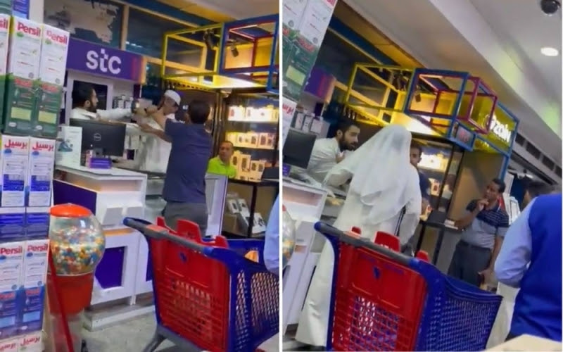 بالفيديو: كويتي يعتدي على مقيم عربي داخل متجر تموينات ويهدده بالذبح