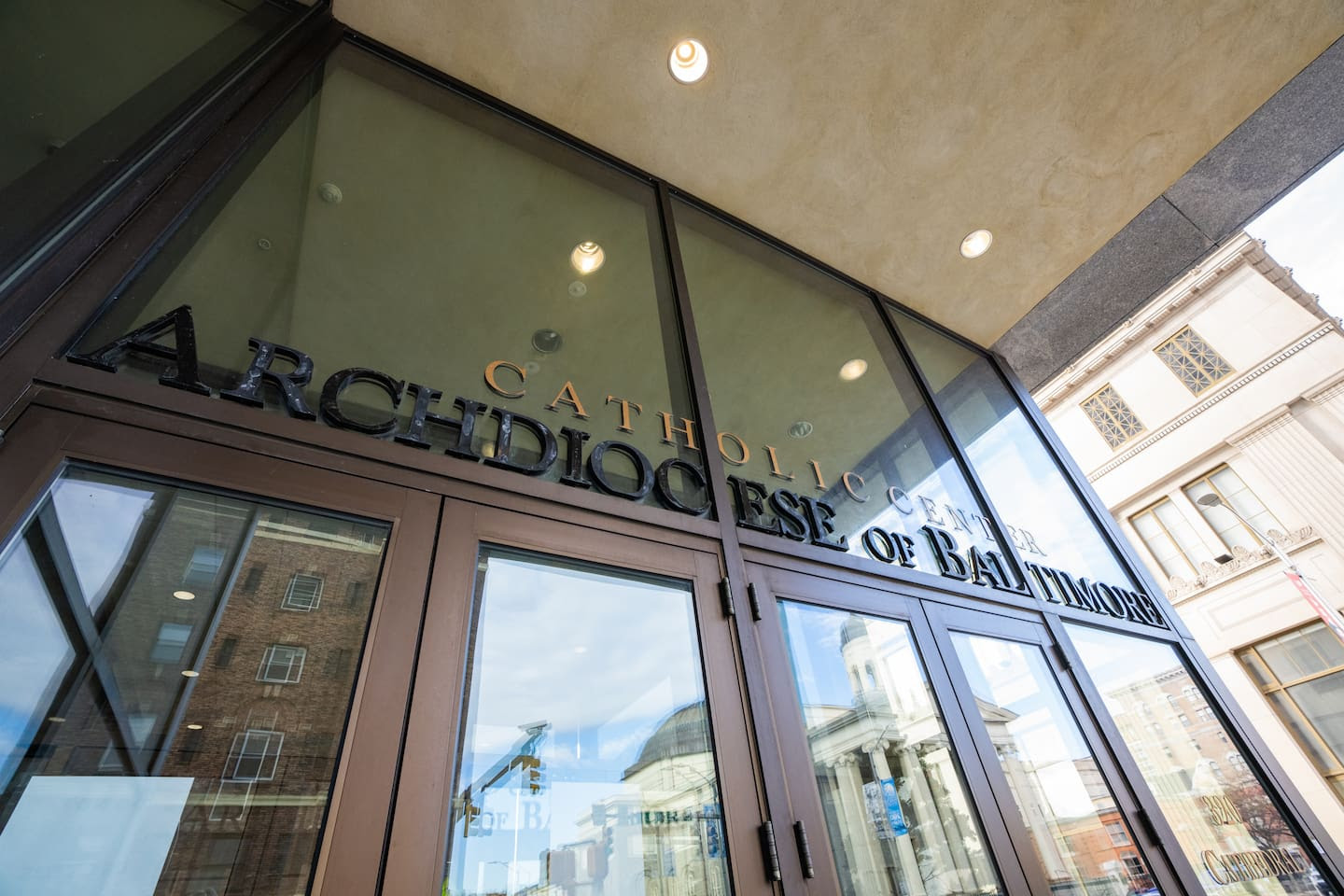 The entrance to the Roman Catholic Archdiocese of Baltimore
Catholic Center located in Baltimore, Md., on December 2, 2022.