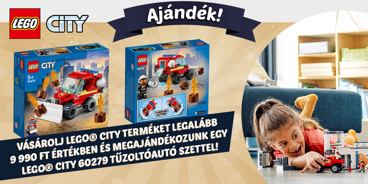 Vásárolj LEGO® City terméket legalább 9990 forint értékben és megajándékozunk egy LEGO® City 60279 Tűzoltóautó szettel!