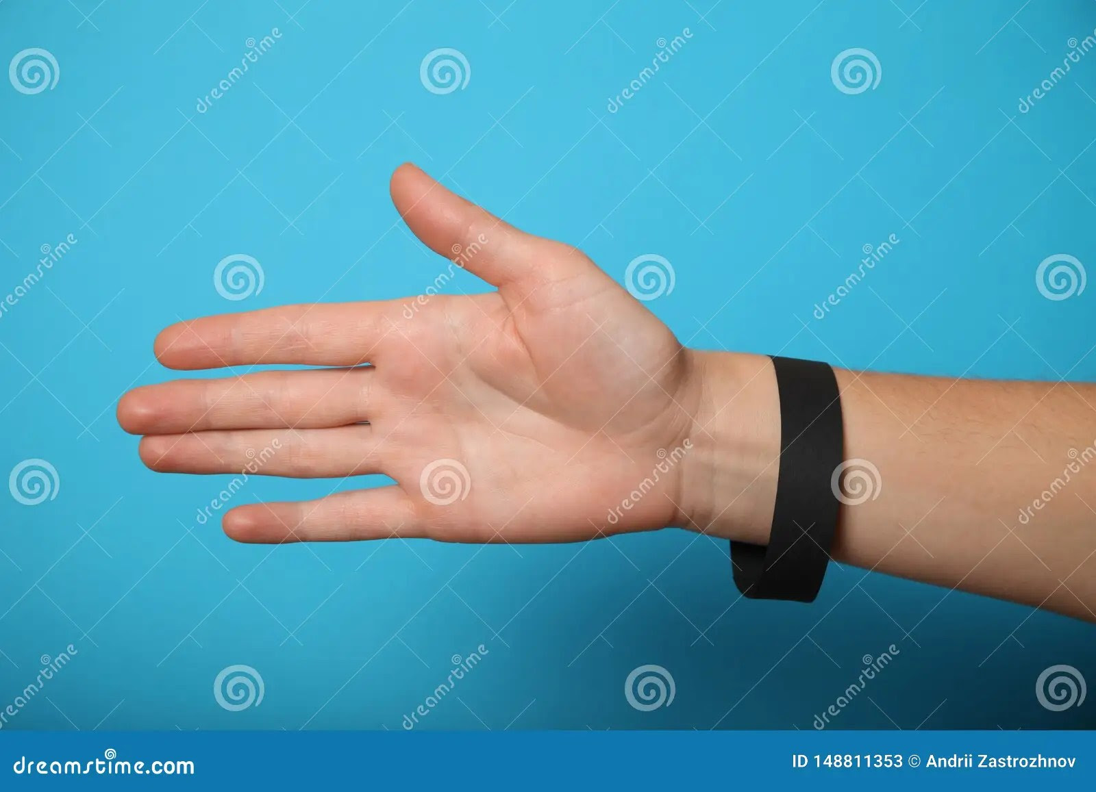 Concert Black Paper Bracelet Mockup, Event Wristband. Arm Activity