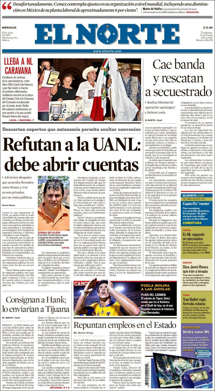 Portada de El Norte (México)