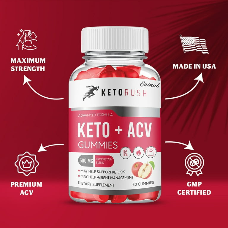Keto Rush ACV Gummies, Maximum Strength for Weight Management, Apple Cider  Vinegar, 1 Month Supply Dietary Supplement (1 Pack)